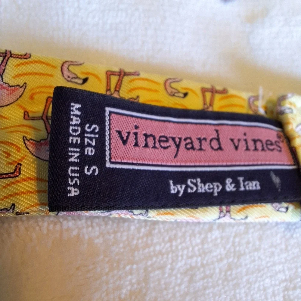 Vineyard Vines Pink Flamingo Belt: Size Small Yellow Preppy Beach Vacation